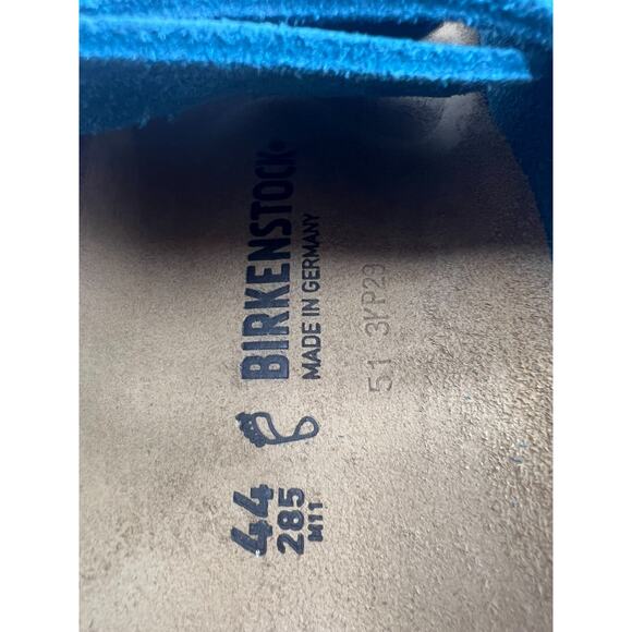 Birkenstock Kyoto Suede Leather Deep Turquoise Slides Men's Size 11/ EUR 44 - Picture 3 of 12